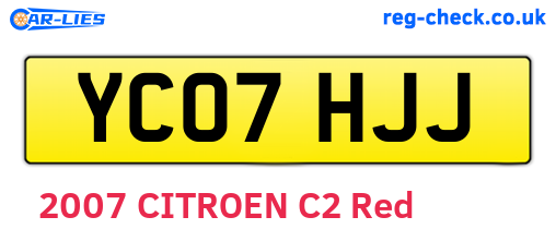 YC07HJJ are the vehicle registration plates.
