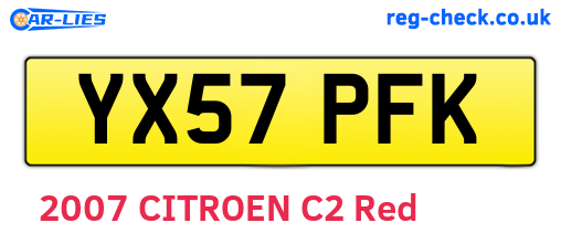YX57PFK are the vehicle registration plates.