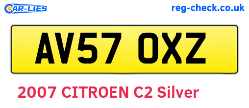 AV57OXZ are the vehicle registration plates.