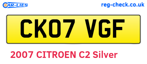 CK07VGF are the vehicle registration plates.