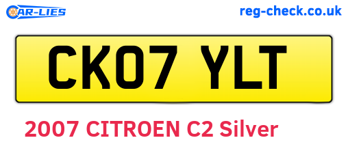 CK07YLT are the vehicle registration plates.