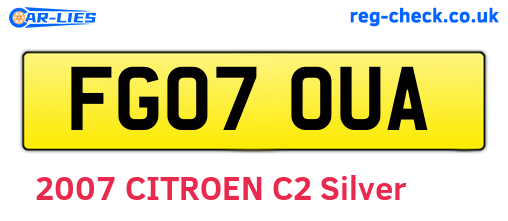 FG07OUA are the vehicle registration plates.