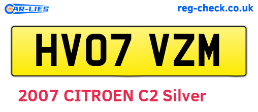 HV07VZM are the vehicle registration plates.