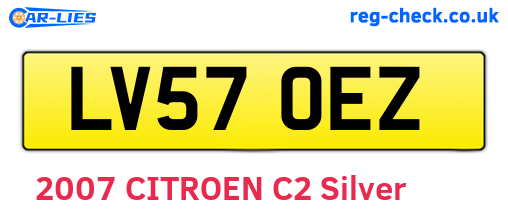 LV57OEZ are the vehicle registration plates.
