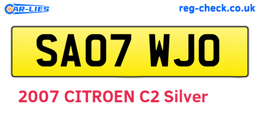 SA07WJO are the vehicle registration plates.