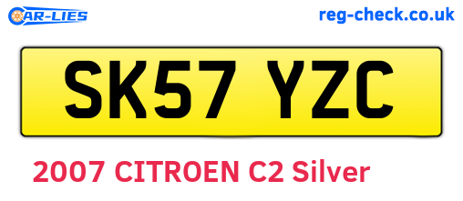 SK57YZC are the vehicle registration plates.