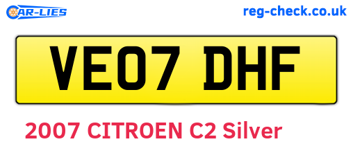 VE07DHF are the vehicle registration plates.