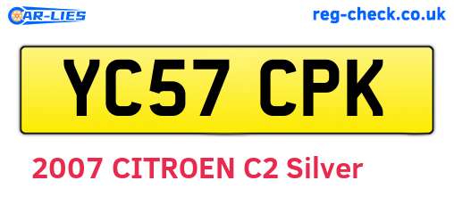 YC57CPK are the vehicle registration plates.