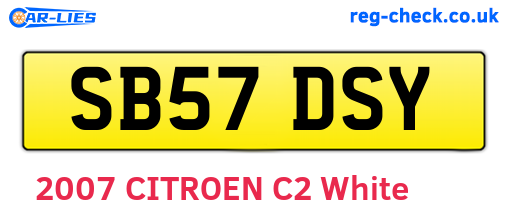 SB57DSY are the vehicle registration plates.