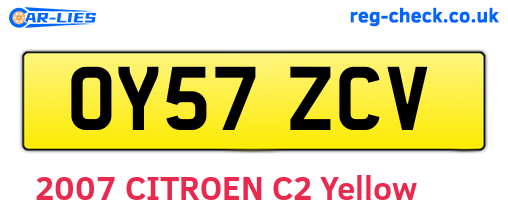 OY57ZCV are the vehicle registration plates.