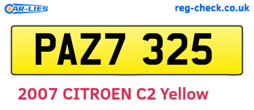 PAZ7325 are the vehicle registration plates.