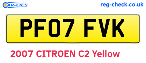 PF07FVK are the vehicle registration plates.