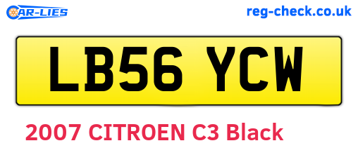 LB56YCW are the vehicle registration plates.