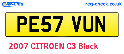 PE57VUN are the vehicle registration plates.
