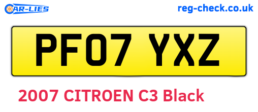 PF07YXZ are the vehicle registration plates.
