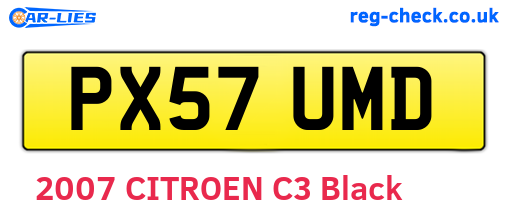 PX57UMD are the vehicle registration plates.