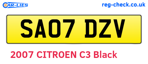 SA07DZV are the vehicle registration plates.