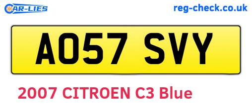 AO57SVY are the vehicle registration plates.
