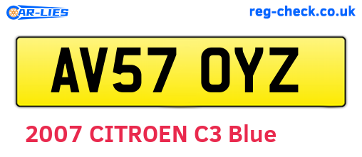 AV57OYZ are the vehicle registration plates.