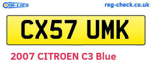 CX57UMK are the vehicle registration plates.