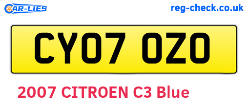 CY07OZO are the vehicle registration plates.