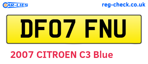DF07FNU are the vehicle registration plates.