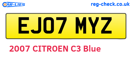 EJ07MYZ are the vehicle registration plates.
