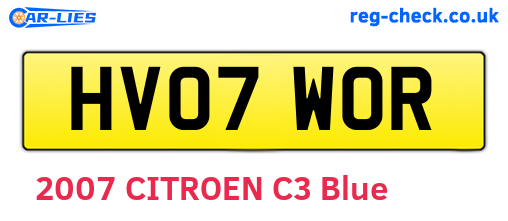 HV07WOR are the vehicle registration plates.