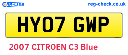 HY07GWP are the vehicle registration plates.