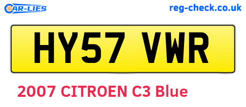 HY57VWR are the vehicle registration plates.