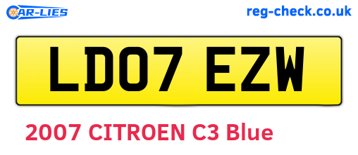 LD07EZW are the vehicle registration plates.