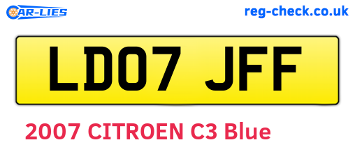 LD07JFF are the vehicle registration plates.