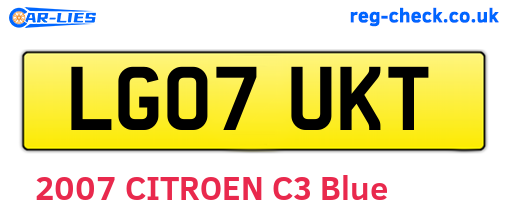 LG07UKT are the vehicle registration plates.