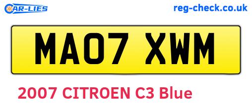 MA07XWM are the vehicle registration plates.