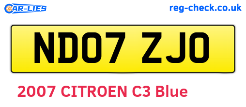 ND07ZJO are the vehicle registration plates.