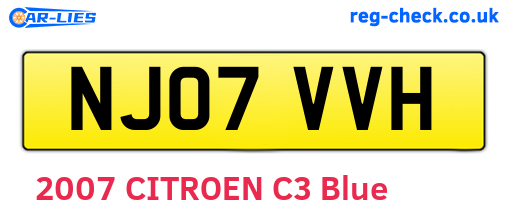 NJ07VVH are the vehicle registration plates.