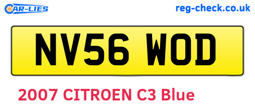 NV56WOD are the vehicle registration plates.