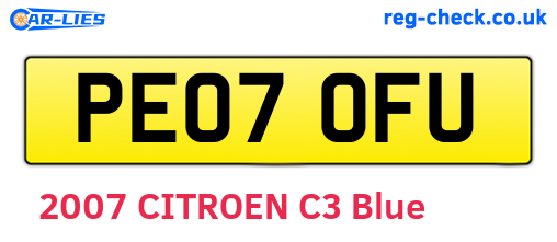 PE07OFU are the vehicle registration plates.