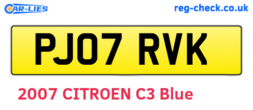 PJ07RVK are the vehicle registration plates.