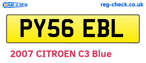 PY56EBL are the vehicle registration plates.
