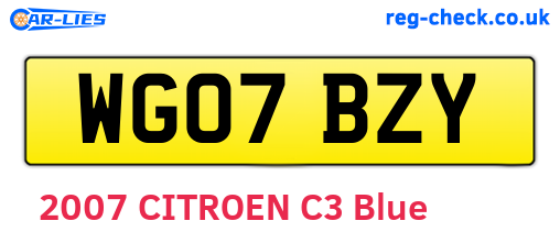 WG07BZY are the vehicle registration plates.