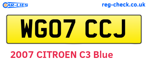WG07CCJ are the vehicle registration plates.