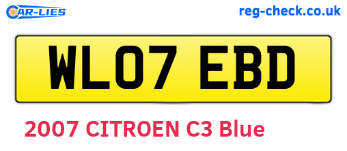 WL07EBD are the vehicle registration plates.