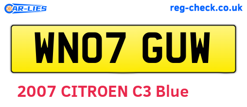WN07GUW are the vehicle registration plates.