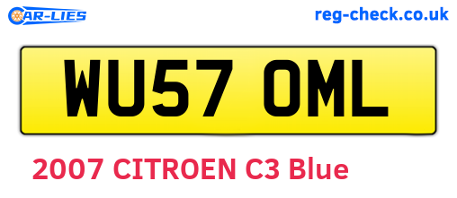 WU57OML are the vehicle registration plates.