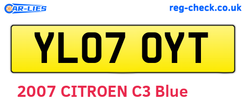 YL07OYT are the vehicle registration plates.