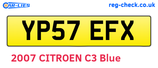 YP57EFX are the vehicle registration plates.