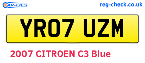 YR07UZM are the vehicle registration plates.