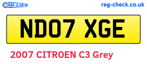 ND07XGE are the vehicle registration plates.