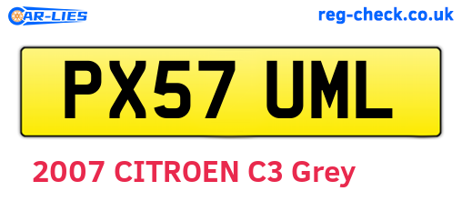 PX57UML are the vehicle registration plates.
